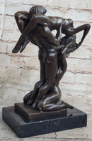 FFM Threesome Erotic Sexual Nude Bronze Statue Sculpture Modern Art Marble Base 11" x 6"