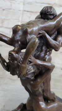 FFM Threesome Erotic Sexual Nude Bronze Statue Sculpture Modern Art Marble Base 11" x 6"