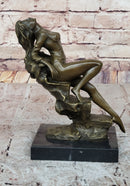 Pasquale Delor Nude Bronze Sculpture – Elegant Female Figure on Marble Base