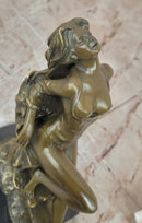 Pasquale Delor Nude Bronze Sculpture – Elegant Female Figure on Marble Base