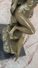 Pasquale Delor Nude Bronze Sculpture – Elegant Female Figure on Marble Base