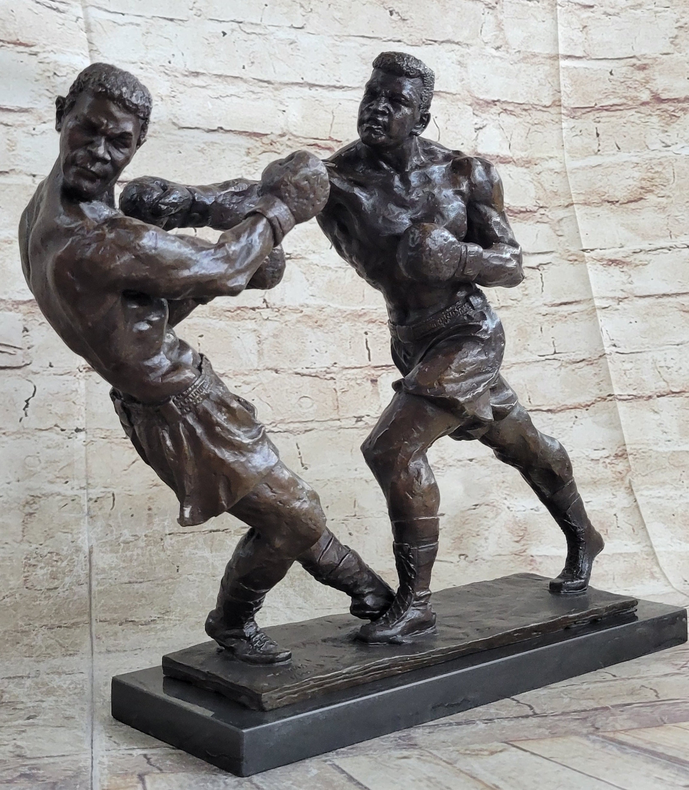 Muhammad Ali & Sonny Liston Second Round Fight Bronze Sculpture