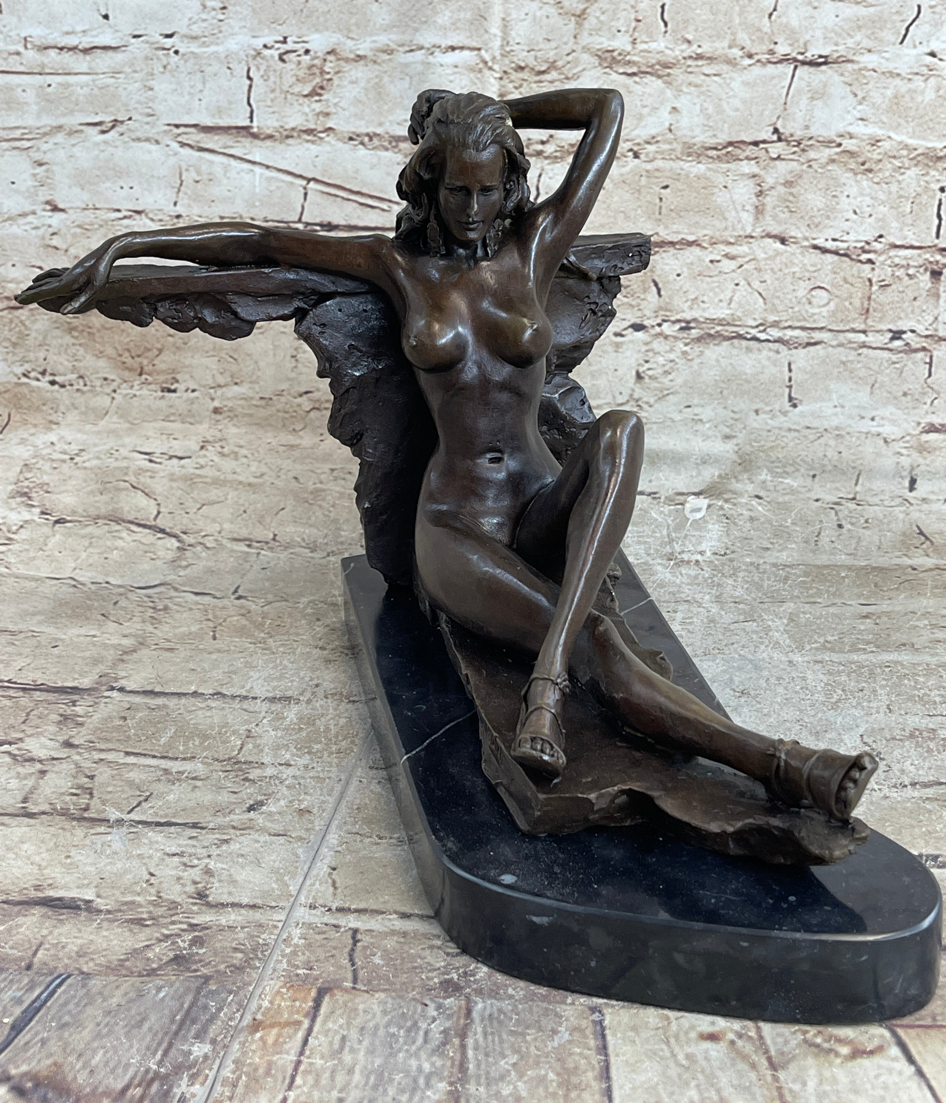 Aldo Vitaleh Nude Temptress Woman Bronze Sculpture Marble Figure