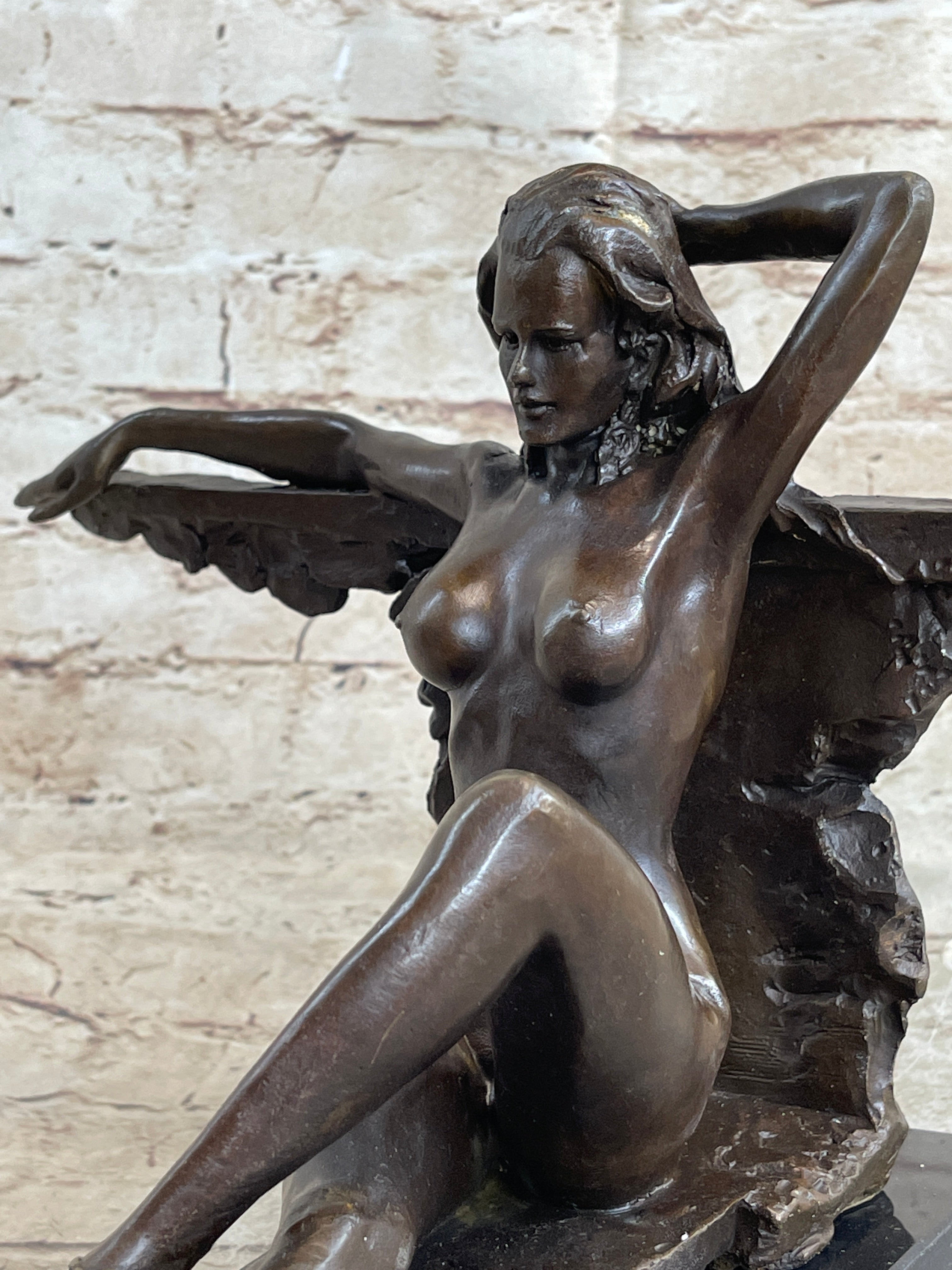 Aldo Vitaleh Nude Temptress Woman Bronze Sculpture Marble Figure
