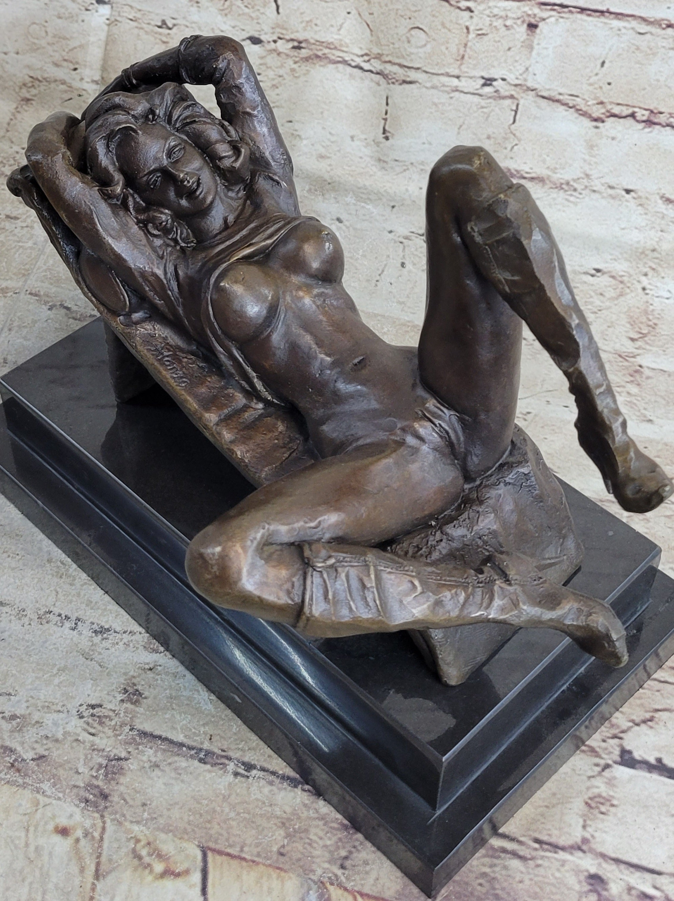 Nude Naked Sexual Female with High Heels Bronze Sculpture