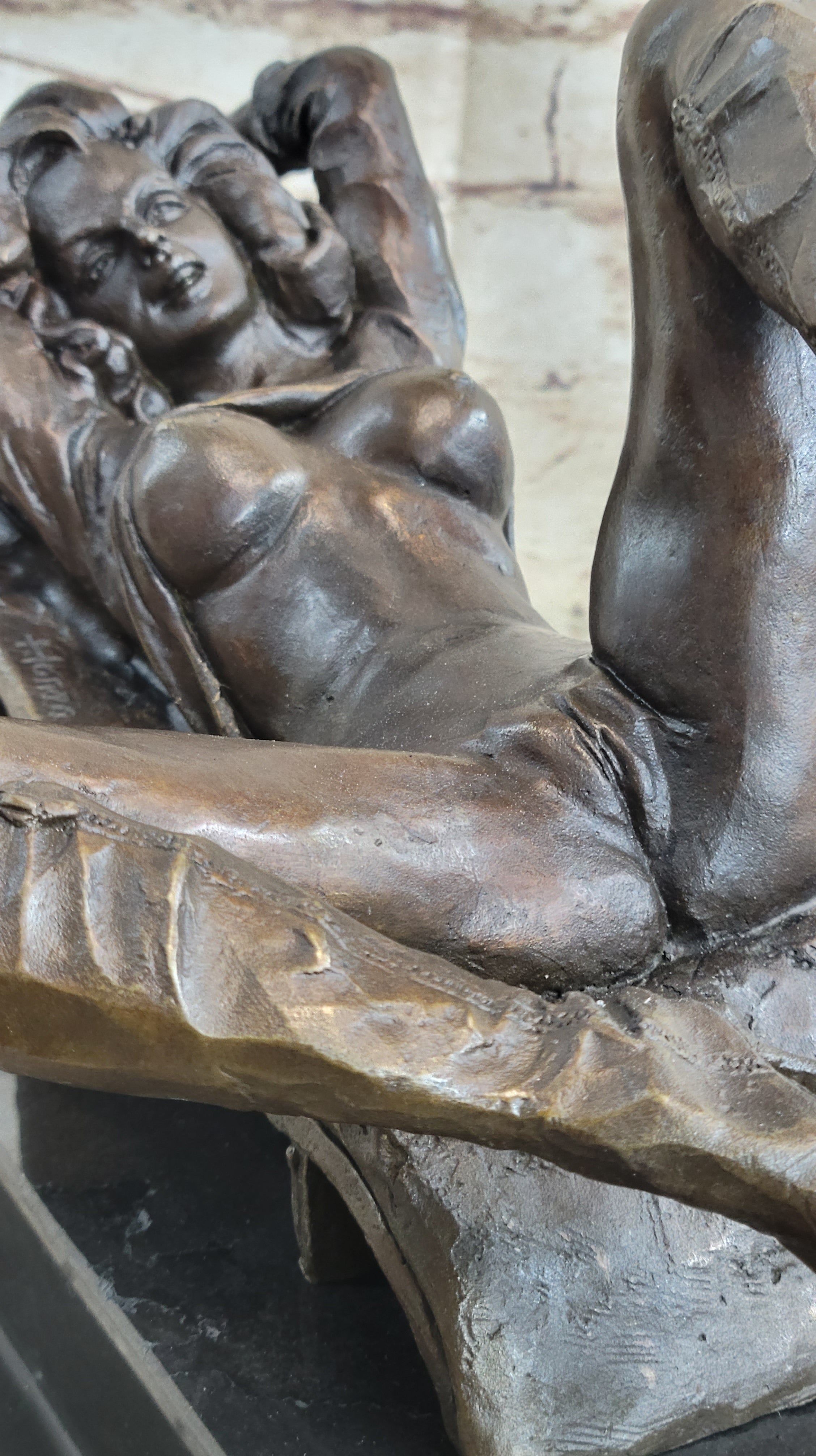 Nude Naked Sexual Female with High Heels Bronze Sculpture