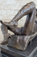 Nude Naked Sexual Female with High Heels Bronze Sculpture