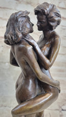 Two Nude Women Embrace Kissing Bronze Statue Sculpture Erotic Art by Pasquale Delor 11" x 5"