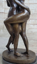 Two Nude Women Embrace Kissing Bronze Statue Sculpture Erotic Art by Pasquale Delor 11" x 5"