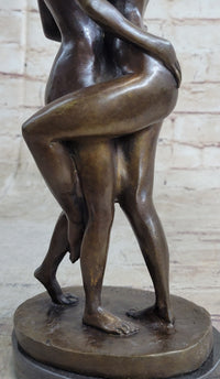 Two Nude Women Embrace Kissing Bronze Statue Sculpture Erotic Art by Pasquale Delor 11" x 5"