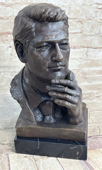 Bill Clinton Bronze Metal Bust Sculpture Signed Art