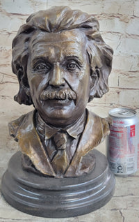 Albert Einstein Bronze Metal Bust 13" x 9"