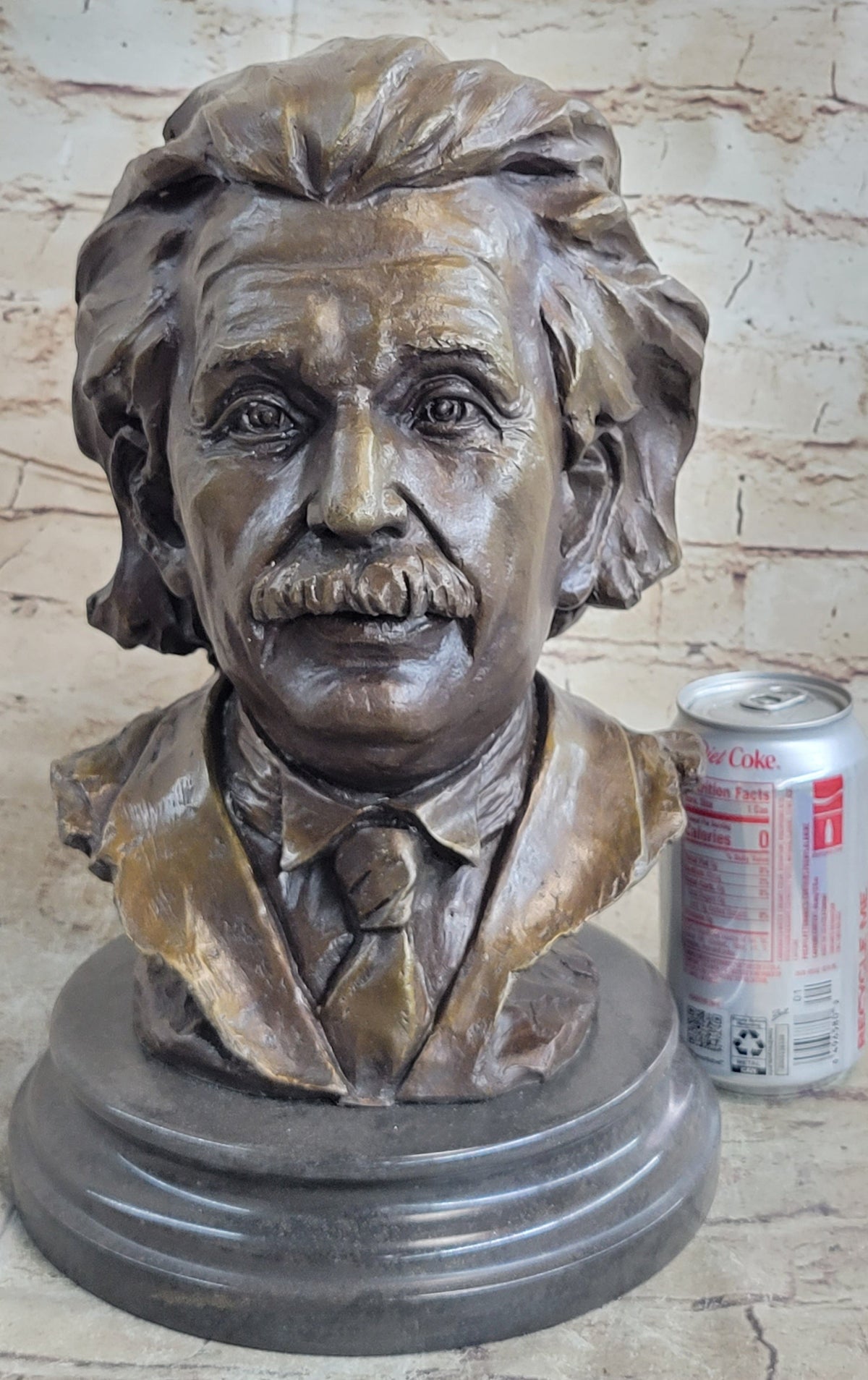 Albert Einstein Bronze Metal Bust 13" x 9"