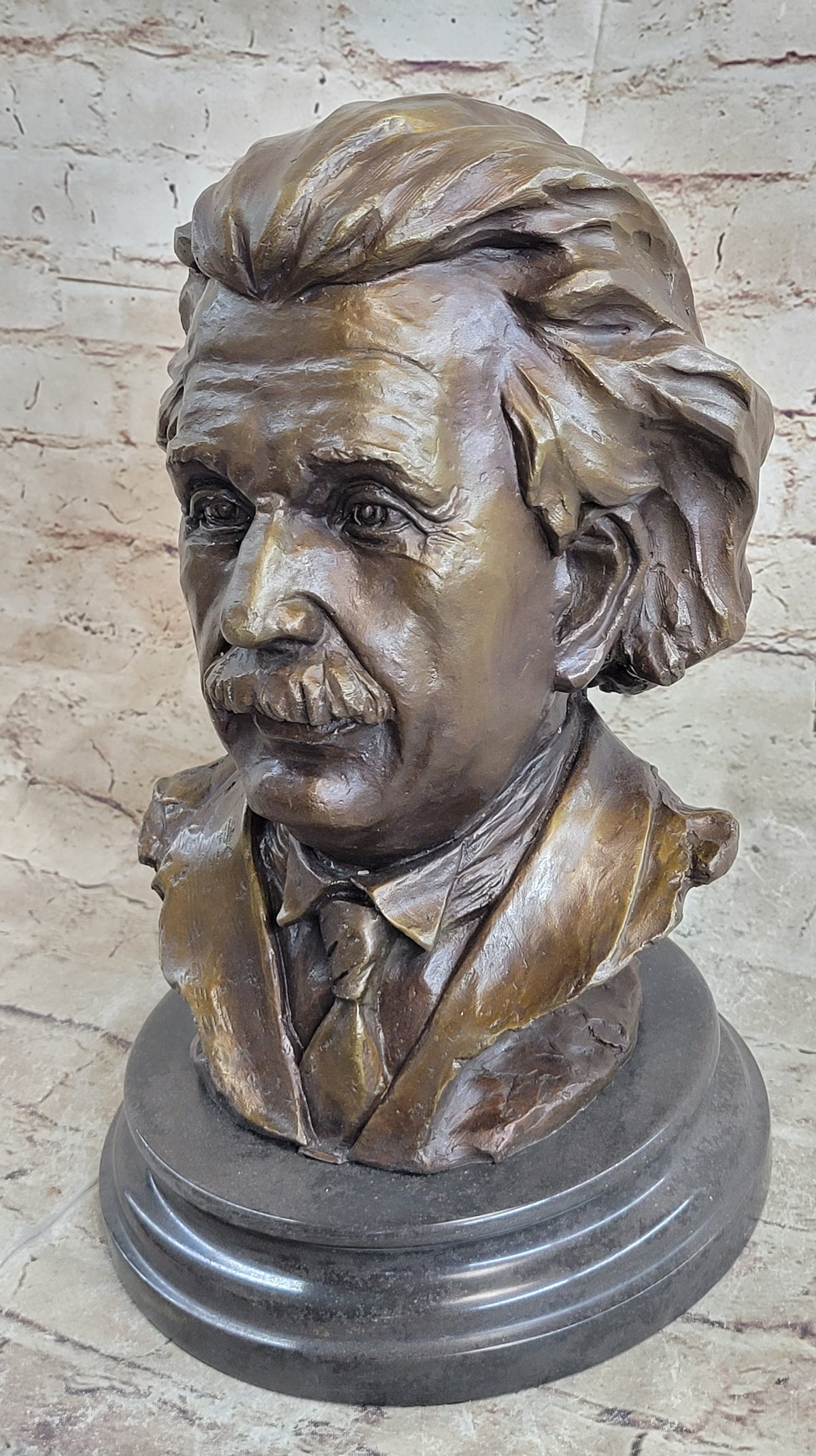 Albert Einstein Bronze Metal Bust 13" x 9"