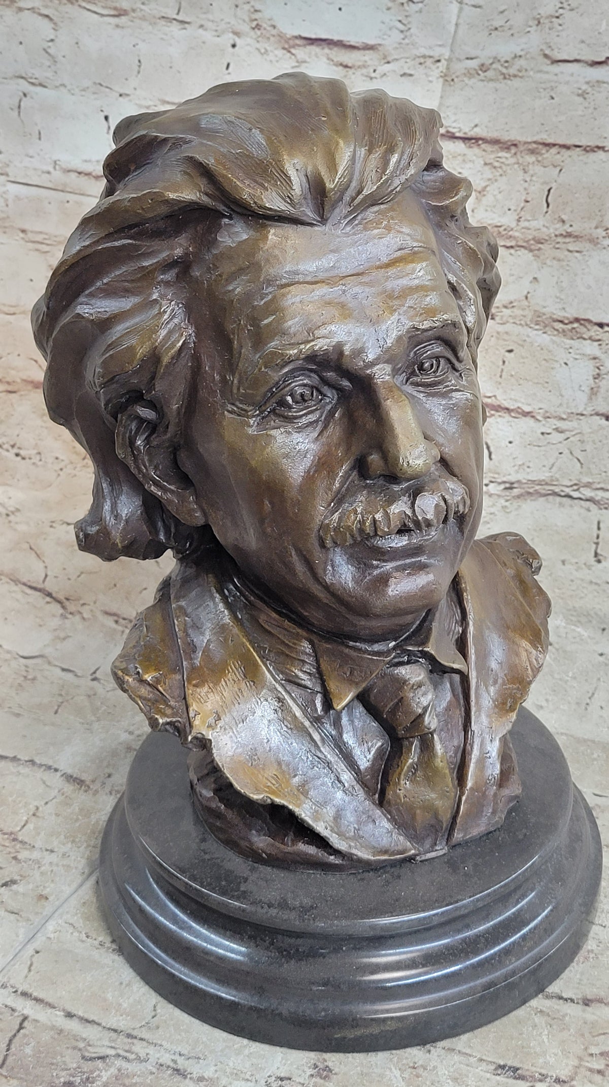 Albert Einstein Bronze Metal Bust 13" x 9"