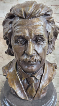 Albert Einstein Bronze Metal Bust 13" x 9"