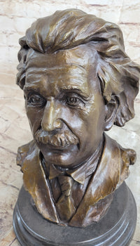 Albert Einstein Bronze Metal Bust 13" x 9"