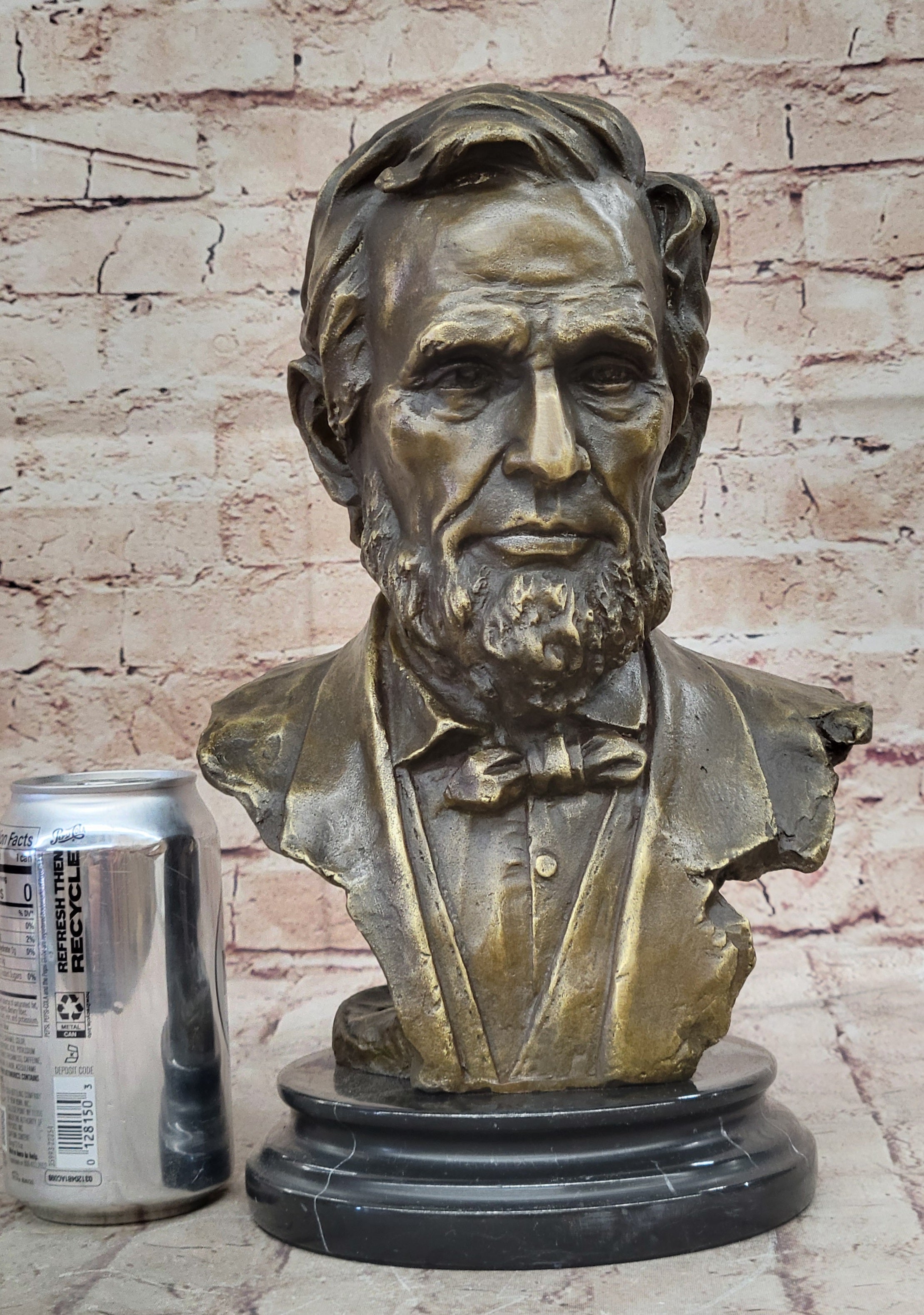 Abraham Lincoln Bronze Metal Presidential Bust on Marble Base