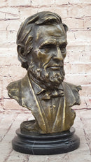 Abraham Lincoln Bronze Metal Presidential Bust on Marble Base