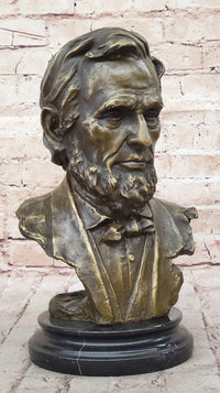 Abraham Lincoln Bronze Metal Presidential Bust on Marble Base
