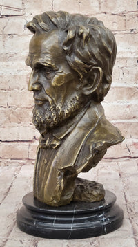 Abraham Lincoln Bronze Metal Presidential Bust on Marble Base