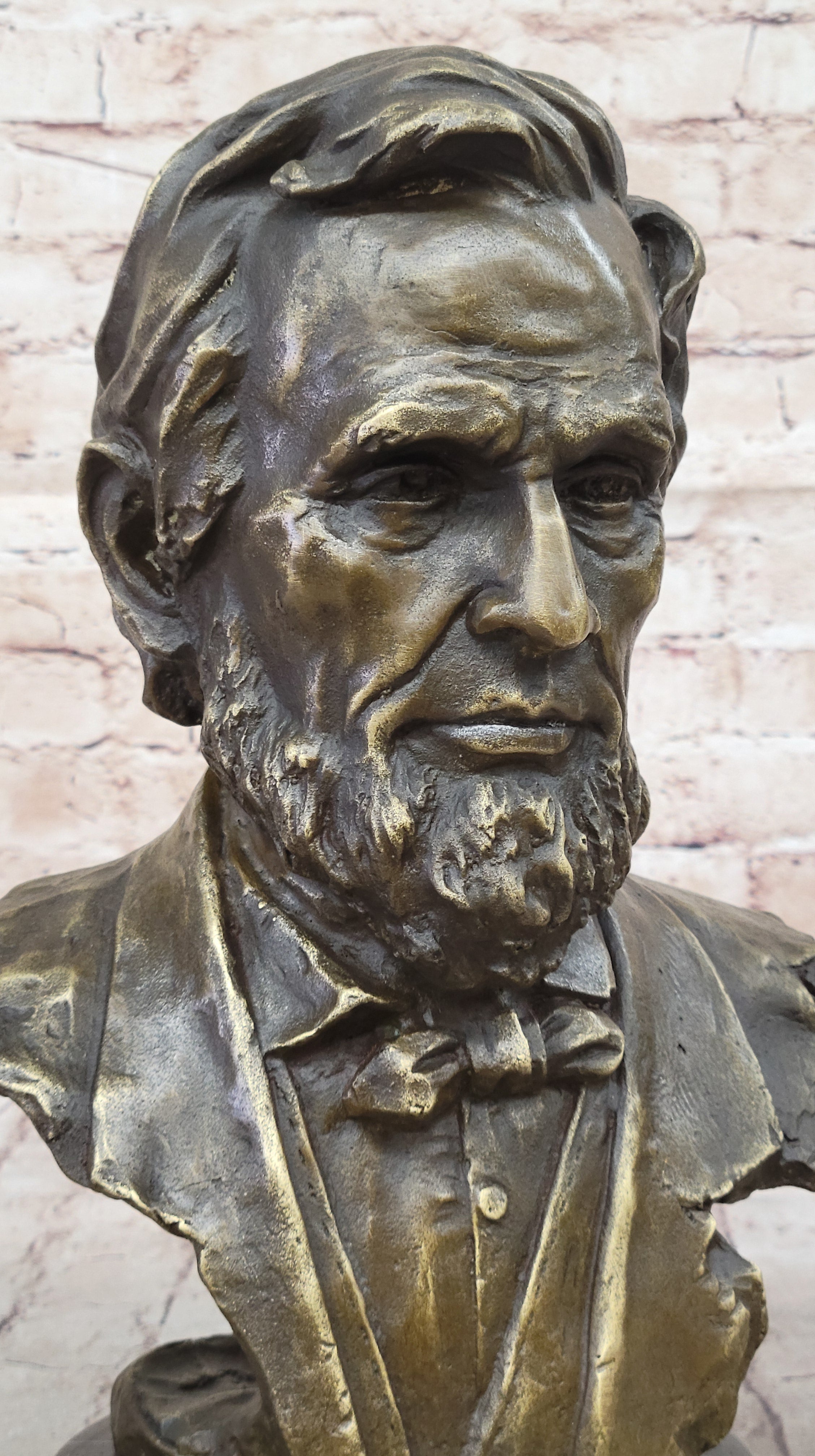 Abraham Lincoln Bronze Metal Presidential Bust on Marble Base
