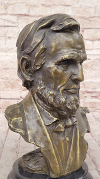 Abraham Lincoln Bronze Metal Presidential Bust on Marble Base