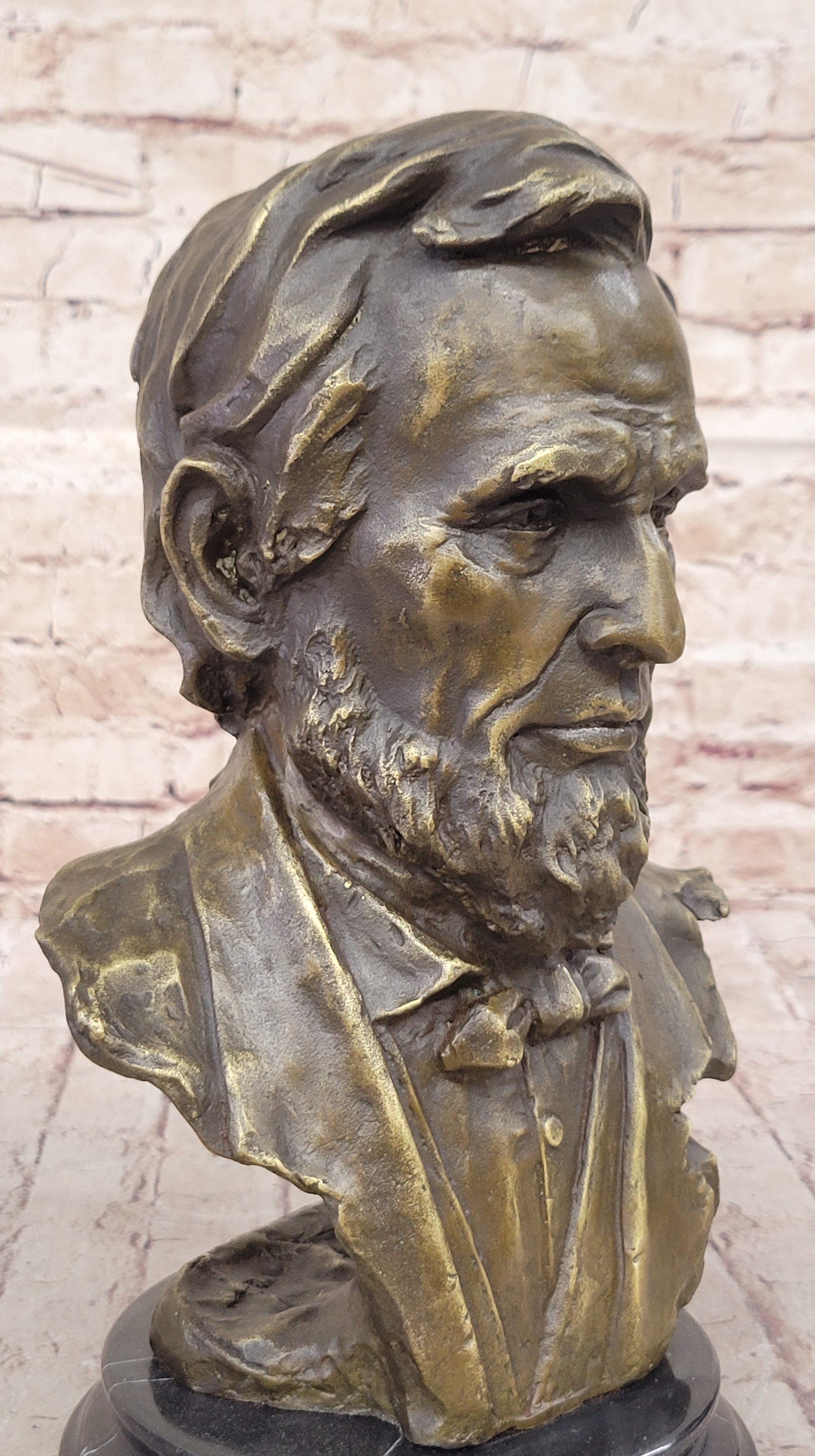 Abraham Lincoln Bronze Metal Presidential Bust on Marble Base