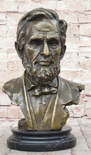 Abraham Lincoln Bronze Metal Presidential Bust on Marble Base