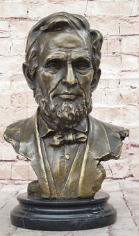 Abraham Lincoln Bronze Metal Presidential Bust on Marble Base
