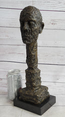 Giacometti Gia Bronze Head Face Bust 15" x 5" Brutalist Surrealism
