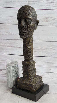 Giacometti Gia Bronze Head Face Bust 15" x 5" Brutalist Surrealism