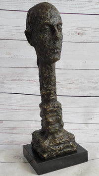 Giacometti Gia Bronze Head Face Bust 15" x 5" Brutalist Surrealism