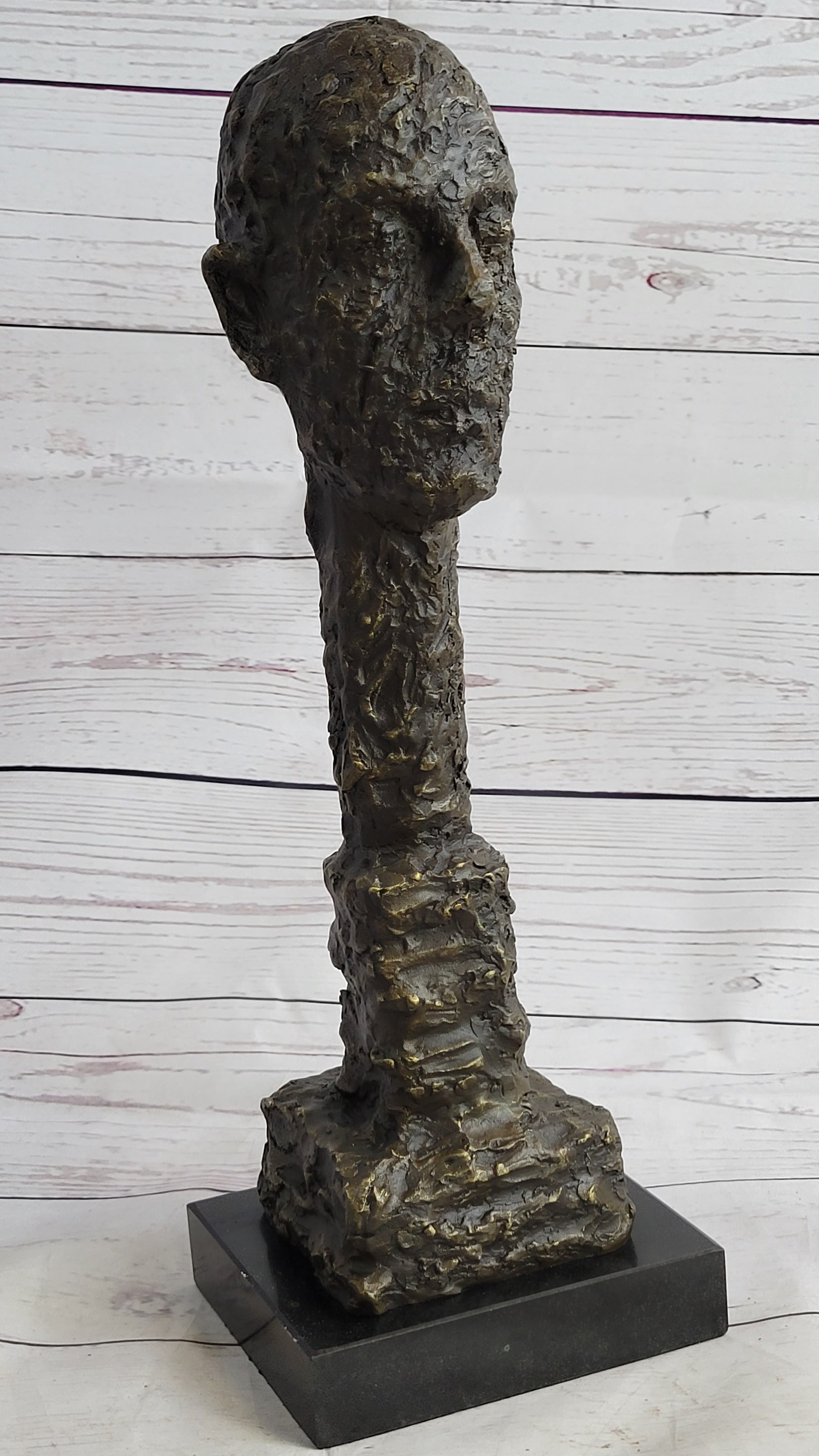 Giacometti Gia Bronze Head Face Bust 15" x 5" Brutalist Surrealism