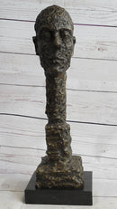 Giacometti Gia Bronze Head Face Bust 15" x 5" Brutalist Surrealism