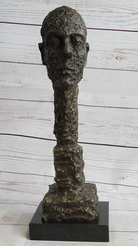 Giacometti Gia Bronze Head Face Bust 15" x 5" Brutalist Surrealism