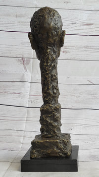 Giacometti Gia Bronze Head Face Bust 15" x 5" Brutalist Surrealism