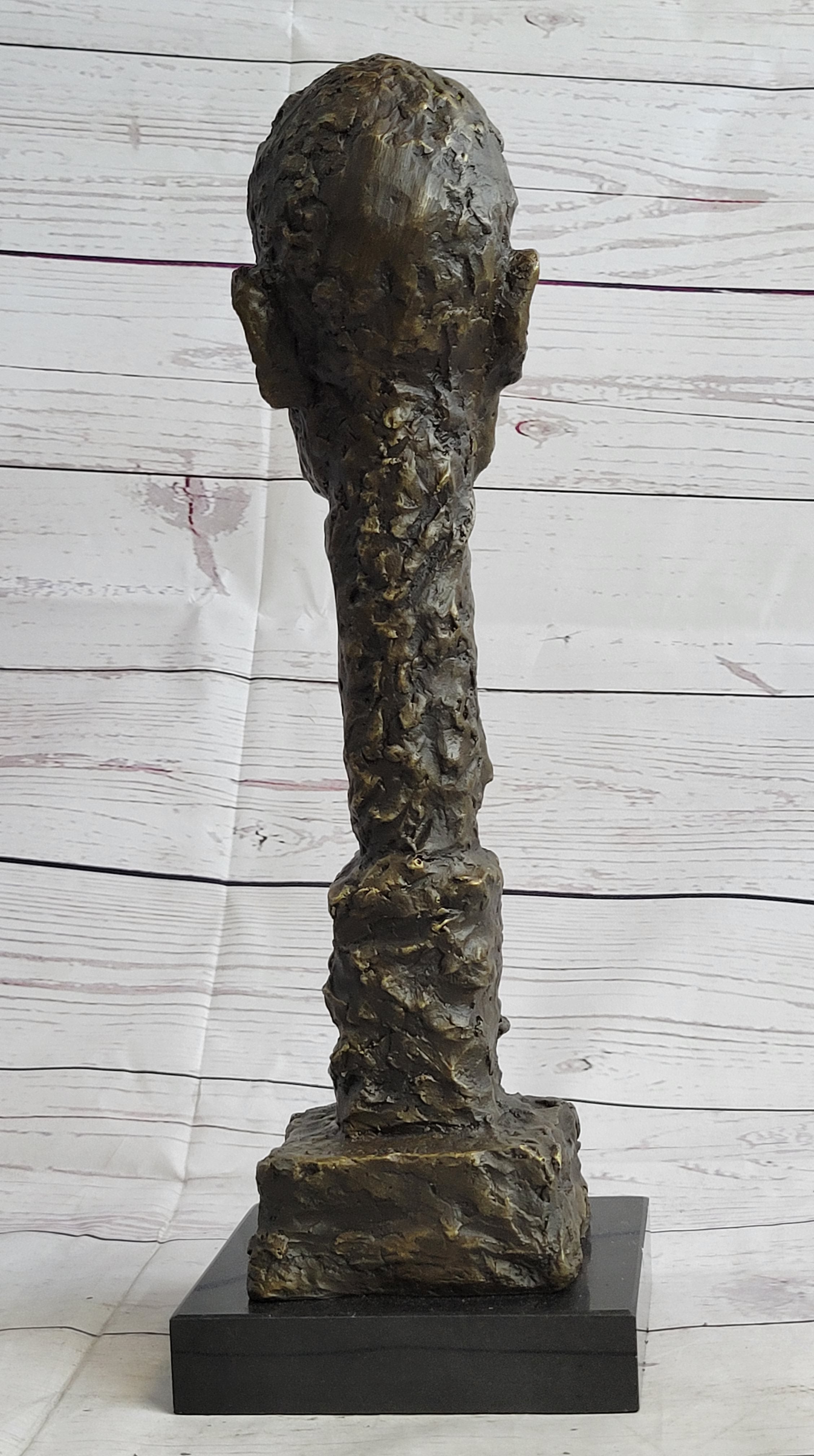 Giacometti Gia Bronze Head Face Bust 15" x 5" Brutalist Surrealism