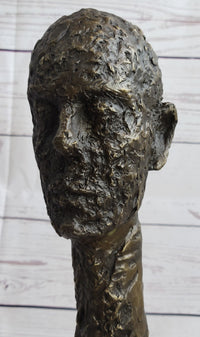 Giacometti Gia Bronze Head Face Bust 15" x 5" Brutalist Surrealism