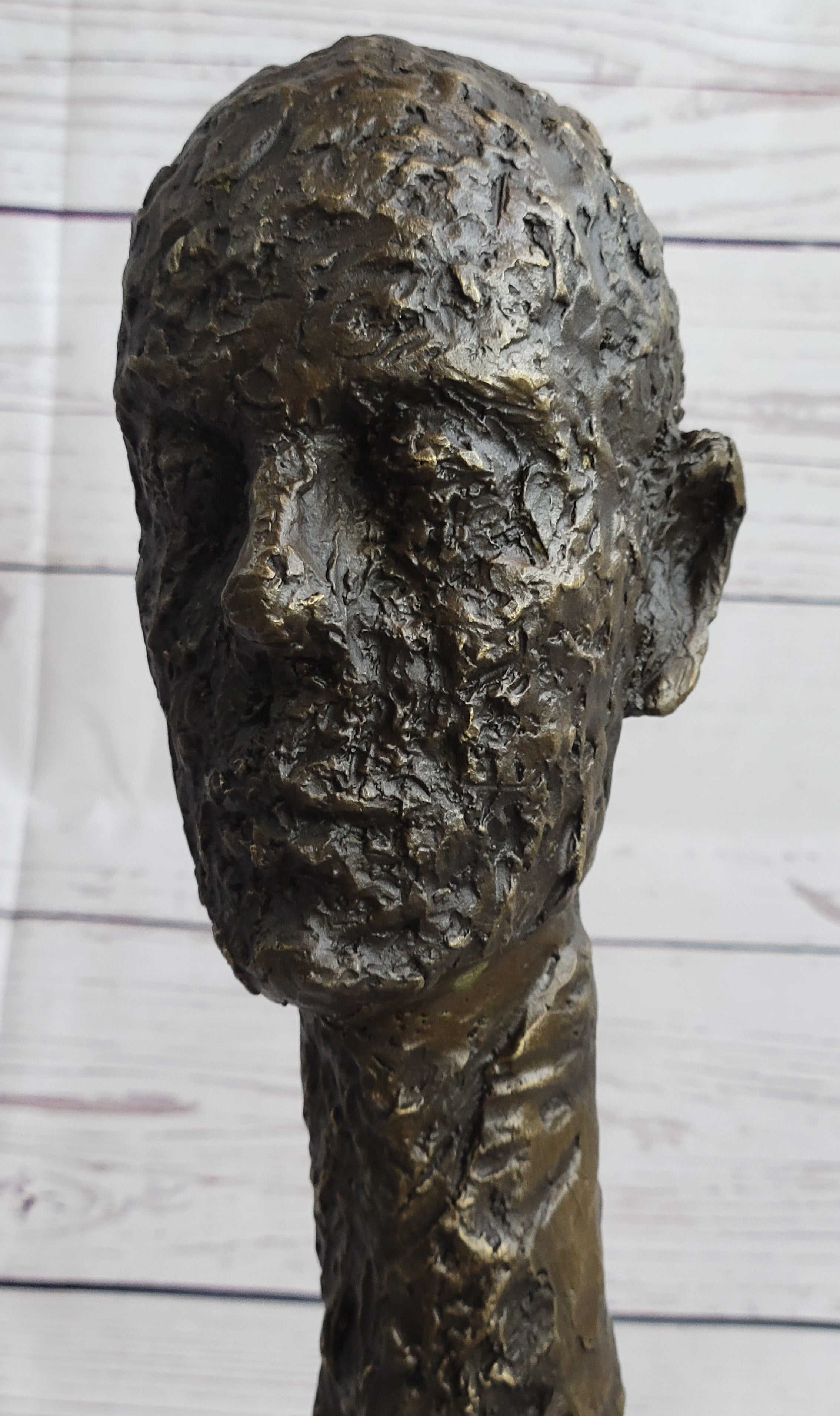 Giacometti Gia Bronze Head Face Bust 15" x 5" Brutalist Surrealism
