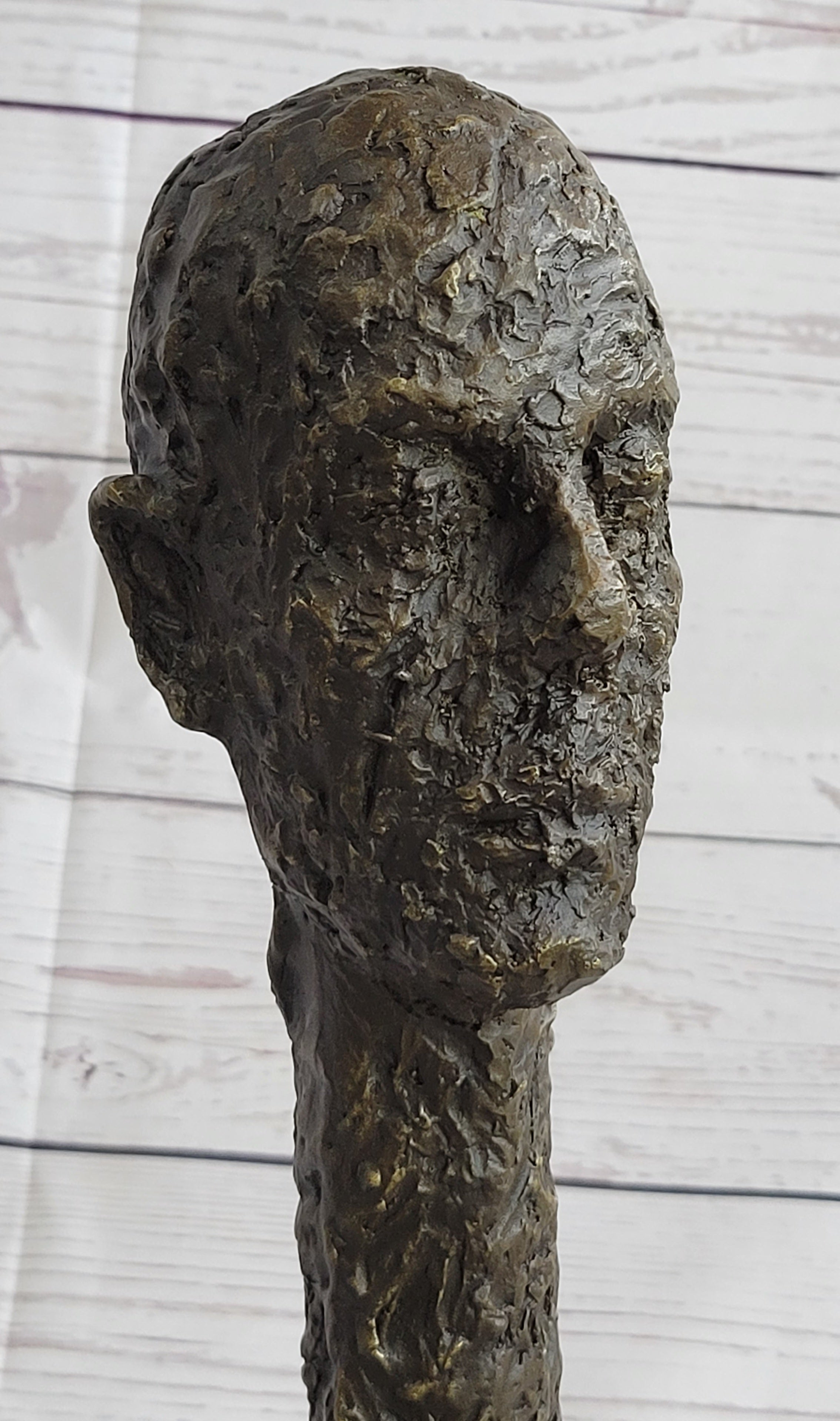 Giacometti Gia Bronze Head Face Bust 15" x 5" Brutalist Surrealism