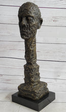 Giacometti Gia Bronze Head Face Bust 15" x 5" Brutalist Surrealism