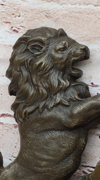 Bronze Lion Unicorn Heraldic Crest Coat of Arms Wall Sculpture
