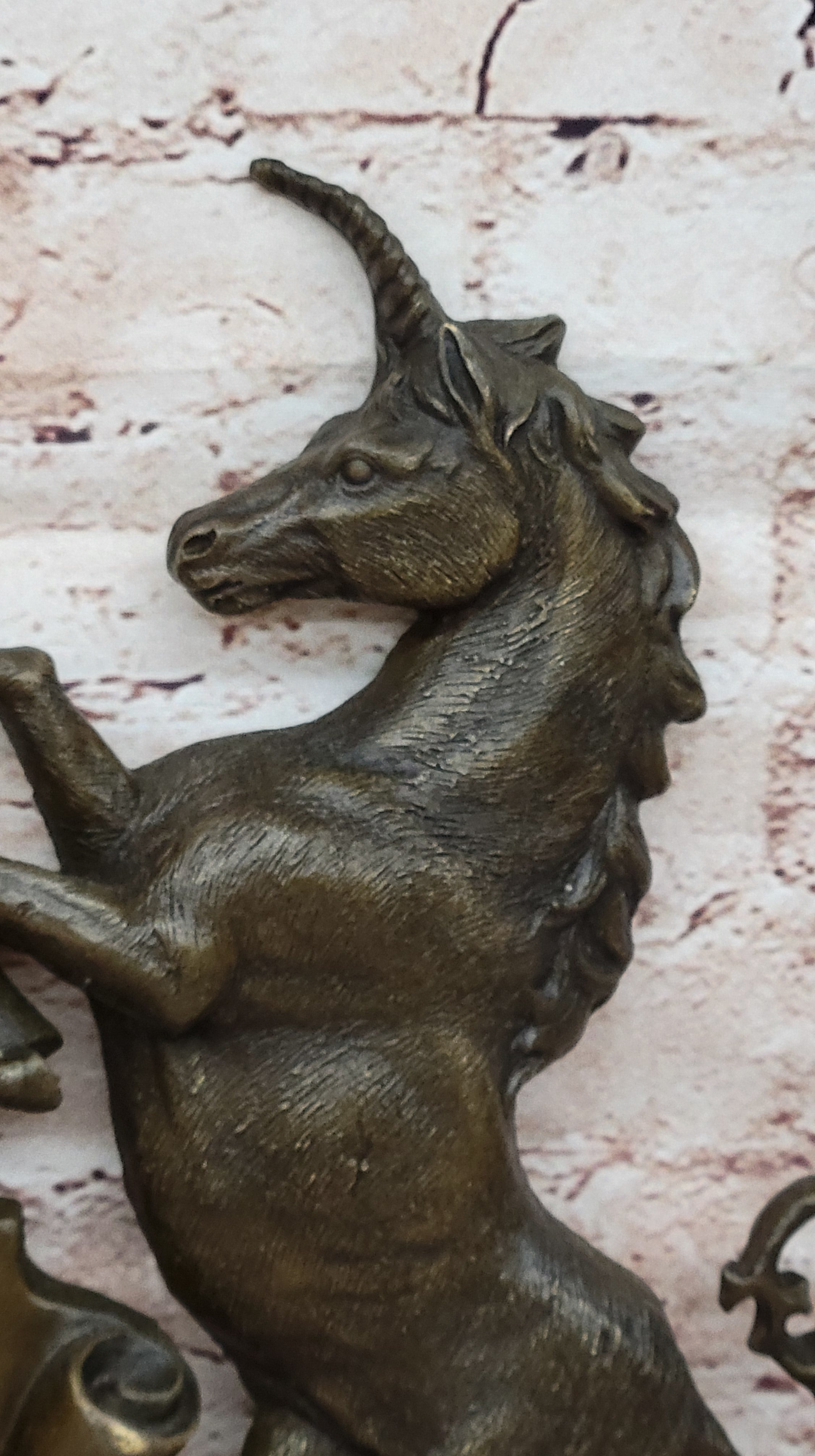 Bronze Lion Unicorn Heraldic Crest Coat of Arms Wall Sculpture