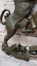 Bronze Lion Unicorn Heraldic Crest Coat of Arms Wall Sculpture
