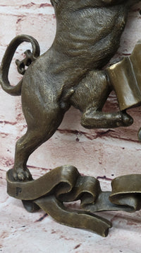 Bronze Lion Unicorn Heraldic Crest Coat of Arms Wall Sculpture