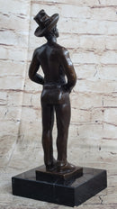 Erotic Gay Cowboy Exposed Bronze Sculpture Figure Marble Base 12" x 4"