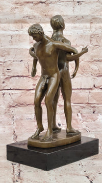 Playful Nude Gay Men Bronze Sculpture Erotic Art Signed 12" x 6"