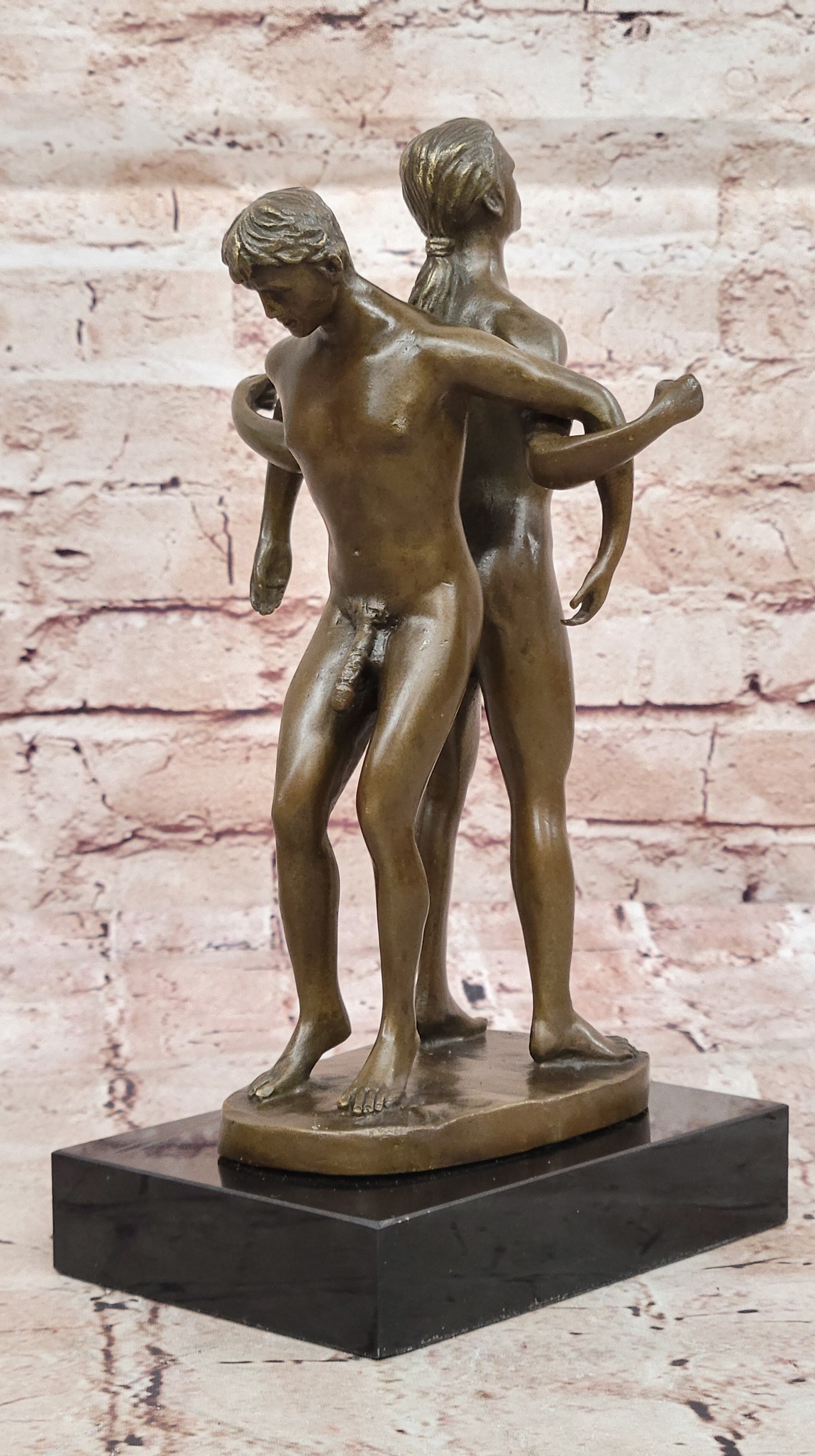 Playful Nude Gay Men Bronze Sculpture Erotic Art Signed 12" x 6"
