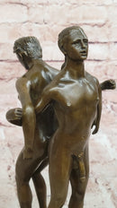 Playful Nude Gay Men Bronze Sculpture Erotic Art Signed 12" x 6"
